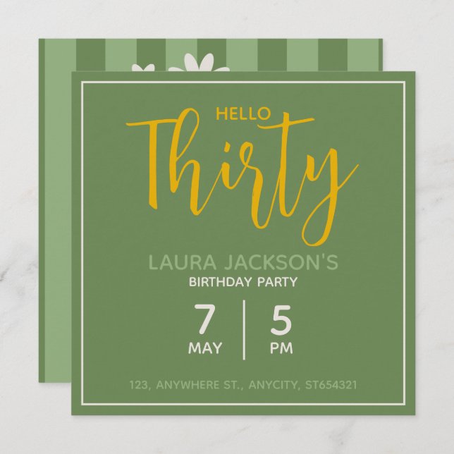 Floral Birthday Party Invitation | Custom Card (Front/Back)