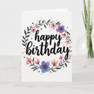 Floral Birthday Script Card