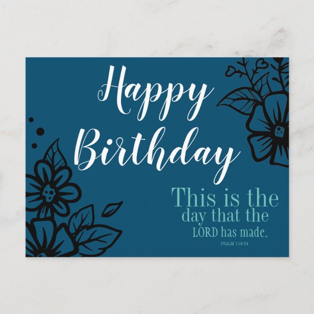 Floral Birthday This is the day Postcard (Front)