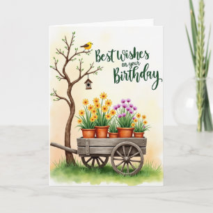 Floral Birthday Wheelbarrow Card