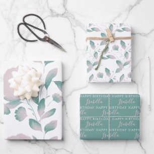 Floral Birthday Wrapping Paper Sheets
