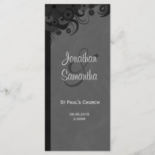 Floral Black and Grey Goth Wedding Programs