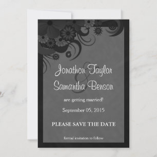 Floral Black and Grey Save The Date Announcements