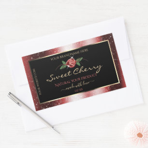 Floral Black and Red Soft Glitter Product Labels