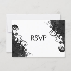 Floral Black and White Gothic RSVP Response Cards