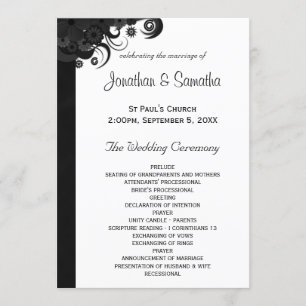 Floral Black and White Gothic Wedding Programs