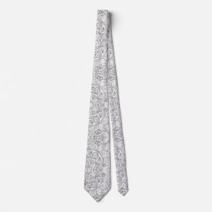 Floral Black and white Paisley Tie