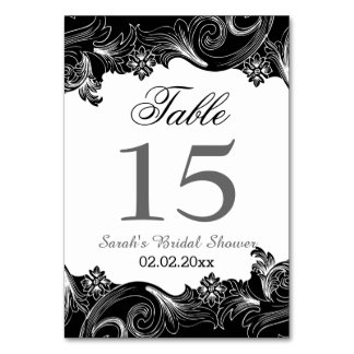 Floral black and white Personalised table numbers