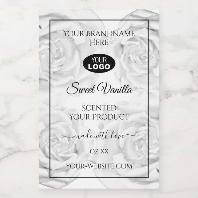 Floral Black and White Product Package Labels Logo (Single Label)