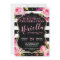 Floral Black and White Stripes Invitation