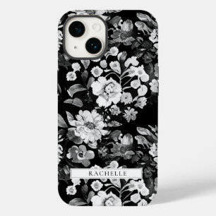 Floral Black and White Watercolor Personalised Case-Mate iPhone 14 Case