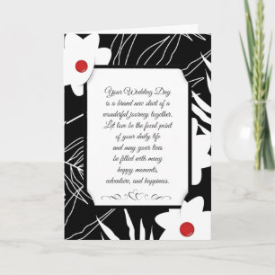 Floral Black and White Wedding Card