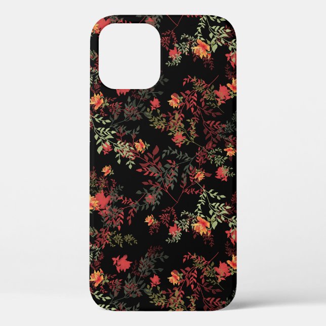 Floral Black Background Seamless Pattern Case-Mate iPhone Case (Back)
