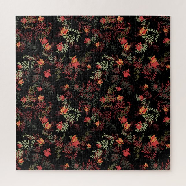 Floral Black Background Seamless Pattern Jigsaw Puzzle (Vertical)