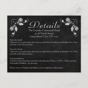 Floral Black Chalkboard Wedding Details Directions Enclosure Card