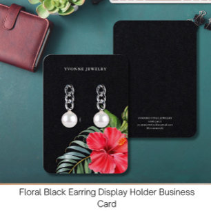 Floral Black Earring Display Holder Business Card