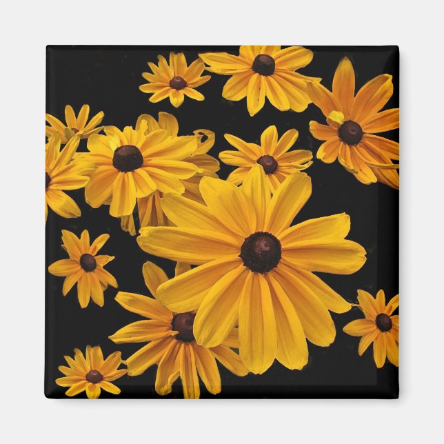 Floral Black-eyed Susan Yellow Flower Magnet (Front)