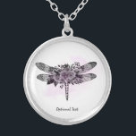 *~* Floral Black Glitter Dragonfly Roses Silver Plated Necklace<br><div class="desc">Round SILVER PLATE NECKLACE - Chose your size Intention Jewellery - Soothing Calming remotely energy charged JEWELRY WITH INTENTION (R) Set an intention in a positive manner such as " I AM ... ." . The energy will help you in positive Transformations. When one is calm, healing can occur. Enjoy...</div>