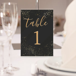 Floral Black Gold 50th Wedding Anniversary Table Number