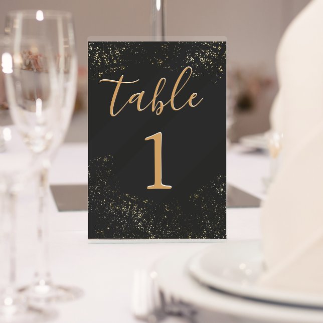 Floral Black Gold  50th Wedding Anniversary Table Number (Creator Uploaded)