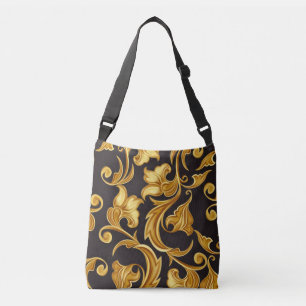 Floral Black Gold Crossbody Bag