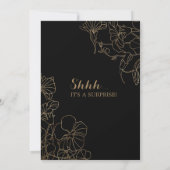 Floral Black Gold Surprise 80th Birthday Party Invitation (Back)
