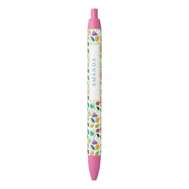 Floral  black ink pen (Front Vertical)