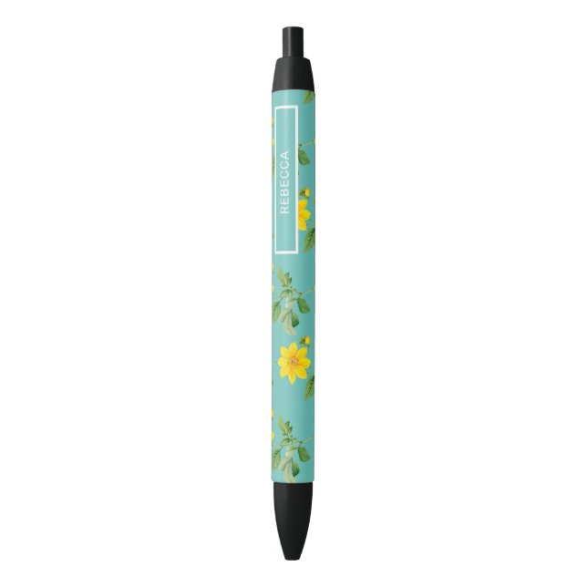 Floral Black Ink Pen (Front Vertical)