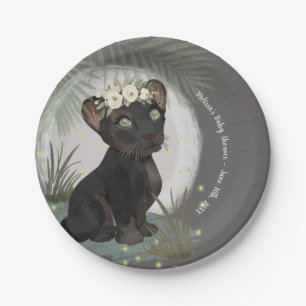 Floral Black Panther Baby Shower  Paper Plate