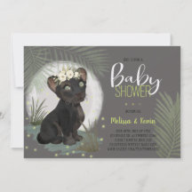 Floral Black Panther Jungle Baby Shower Invitation