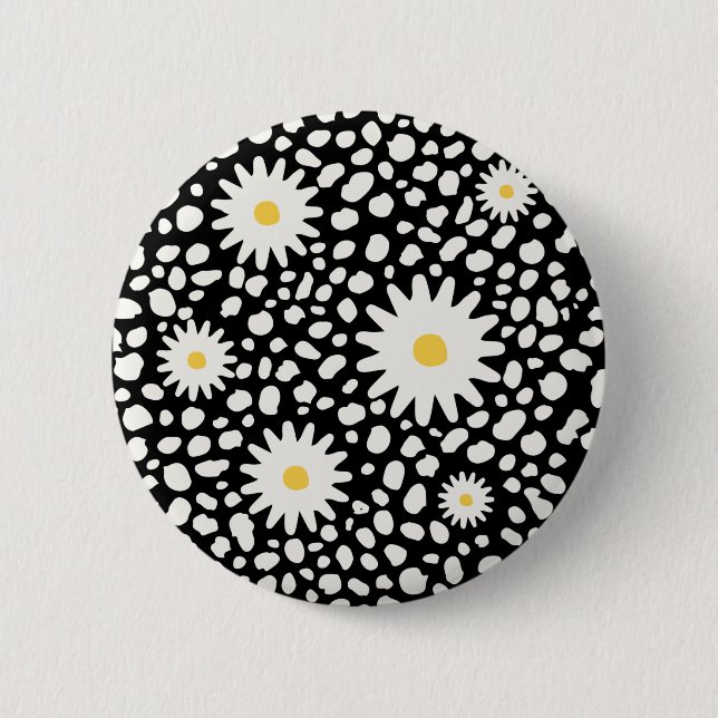 Floral Black Pattern Button (Front)