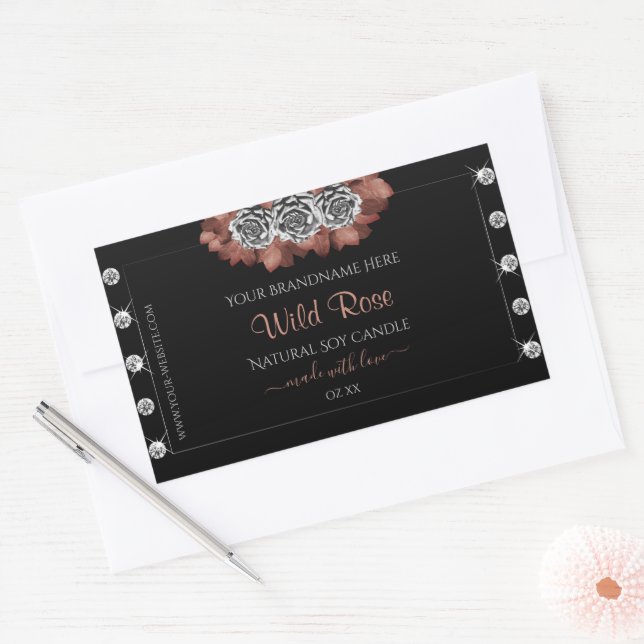 Floral Black Red and Silver Product Label Diamonds (Envelope)