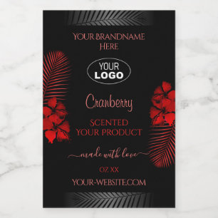 Floral Black Red Product Label Hawaii Flowers Logo
