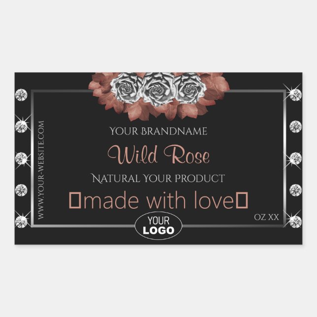 Floral Black Red Silver Product Labels Jewels Logo (Front)