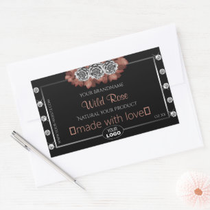 Floral Black Red Silver Product Labels Jewels Logo