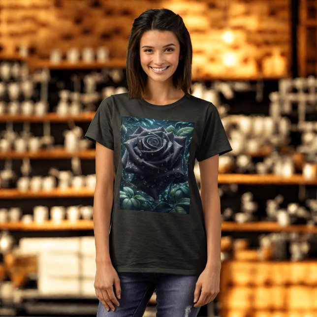 Floral Black Rose T-Shirt (Creator Uploaded)