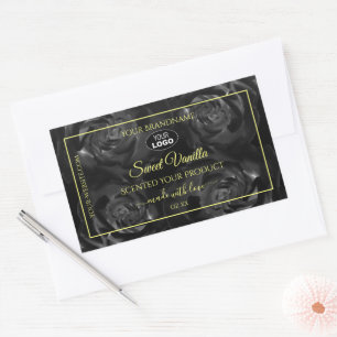 Floral Black Roses Product Packaging Labels Logo