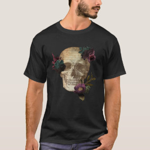 Floral Black Skull Day Of The Dead Vintage Goth St T-Shirt