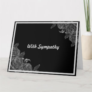 Floral black sympathy condolence card