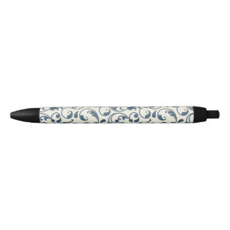 Floral, Black Trim, Black Ink Pen