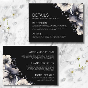 Floral Black Wedding Details Enclosure Card