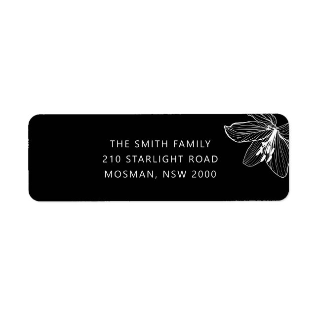 Floral Black & White Return Address Label (Front)