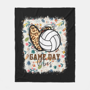 Floral Bleached Volleyball Game Day Vibes Volleyba Fleece Blanket