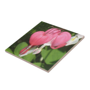 Floral Bleeding Heart Small Ceramic Photo Tile