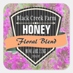 Floral Blend Personalised Honey Jar Square Sticker