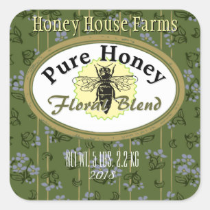 Floral Blend Pinstripes and Flowers Custom Square Sticker