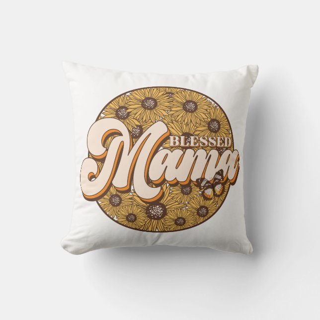Floral Blessed Mama Cushion (Front)