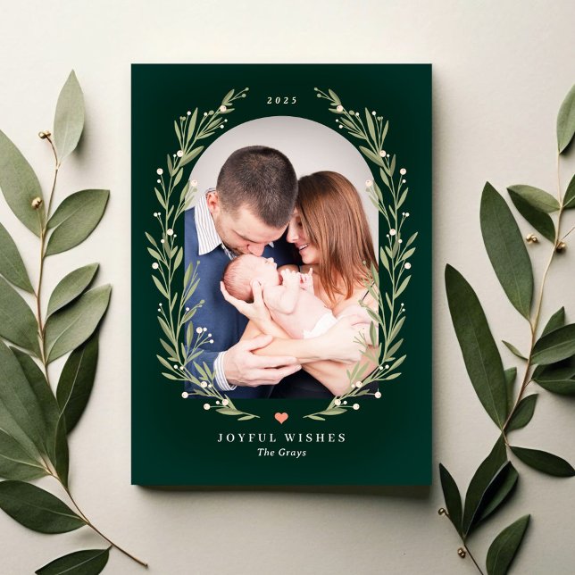 Floral Bliss Christmas Holiday Photo Card (Creator Uploaded)