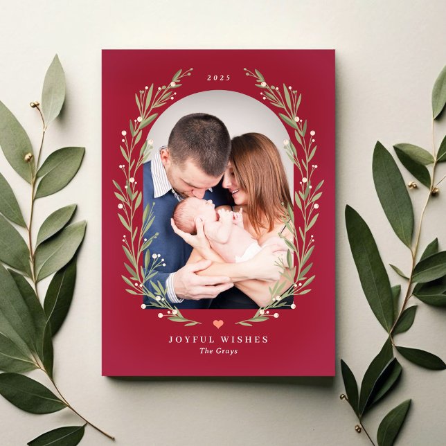 Floral Bliss Christmas Holiday Photo Card (Creator Uploaded)