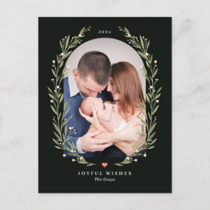 Floral Bliss Christmas Holiday Photo Card Postcard